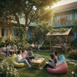 Suasana santai dan supportif di Kampung Inggris Pare, ideal untuk memahami Seluk Beluk Kampung Inggris Pare dan belajar bahasa.