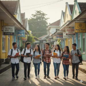 Siswa di Interpeace Kampung Inggris Pare bersemangat belajar.